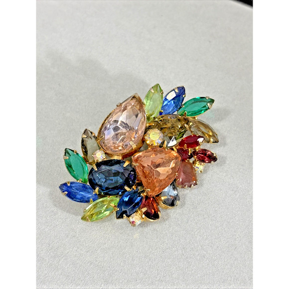 40s Designer Multi-Color 3" Brooch/Pin Sparkly Vibrant Colorful - Picture 10 of 13
